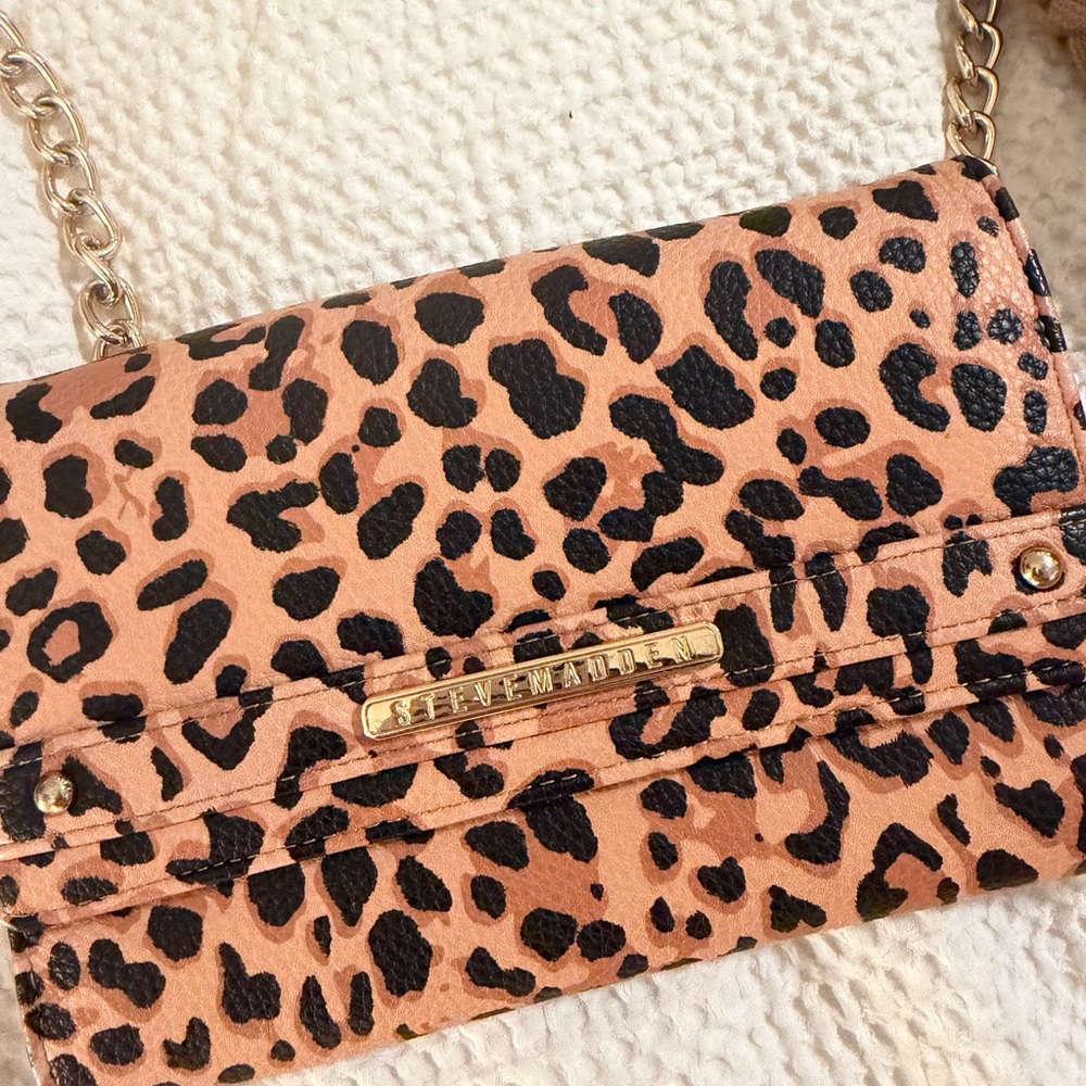 Steve Madden Tan and Black Animal Print Crossbody Bag